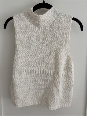 Sleeveless Cowl Neck Knit Top in White